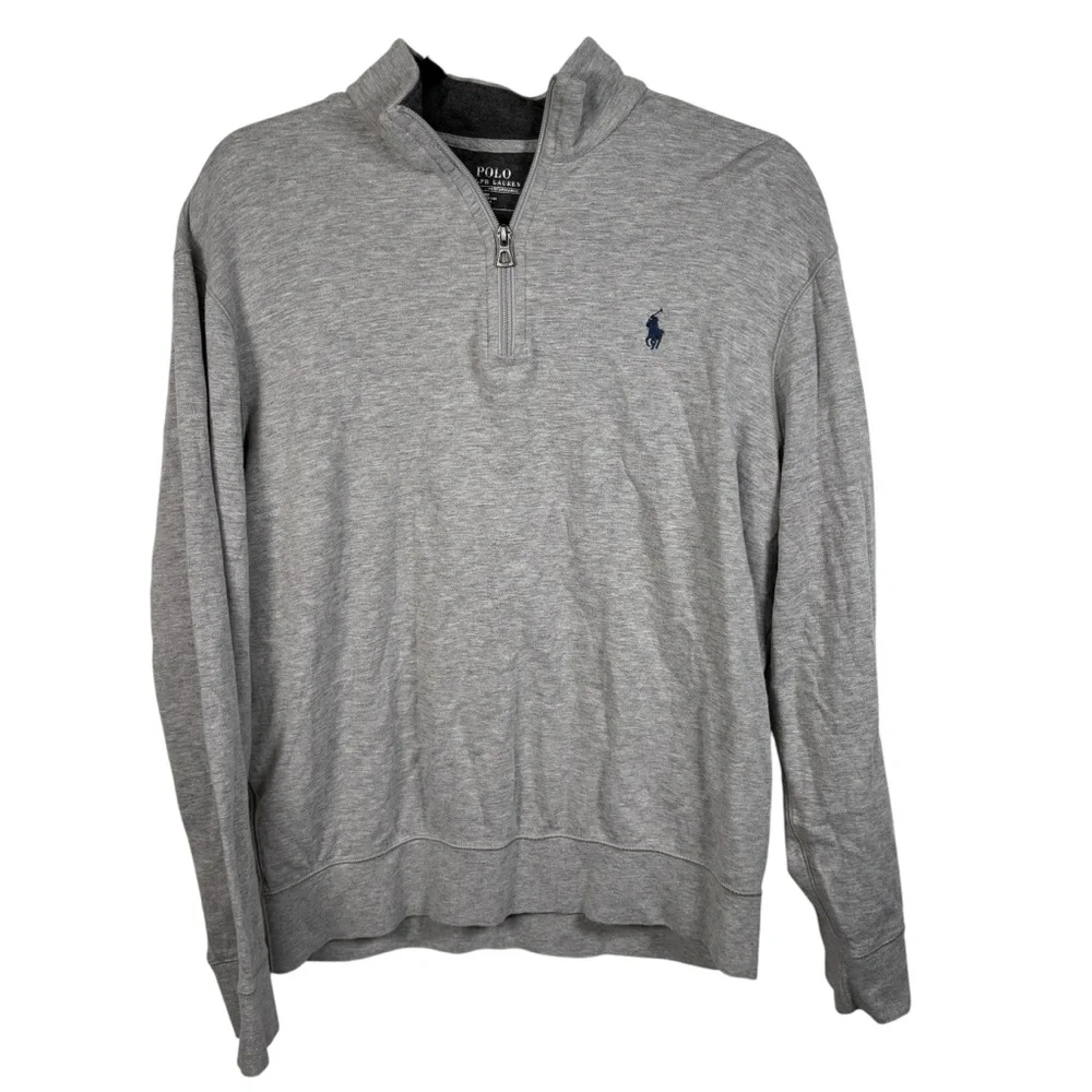 Polo Ralph Lauren Performance Mens Medium Zip Neck Heathered Long Sleeve Sweater